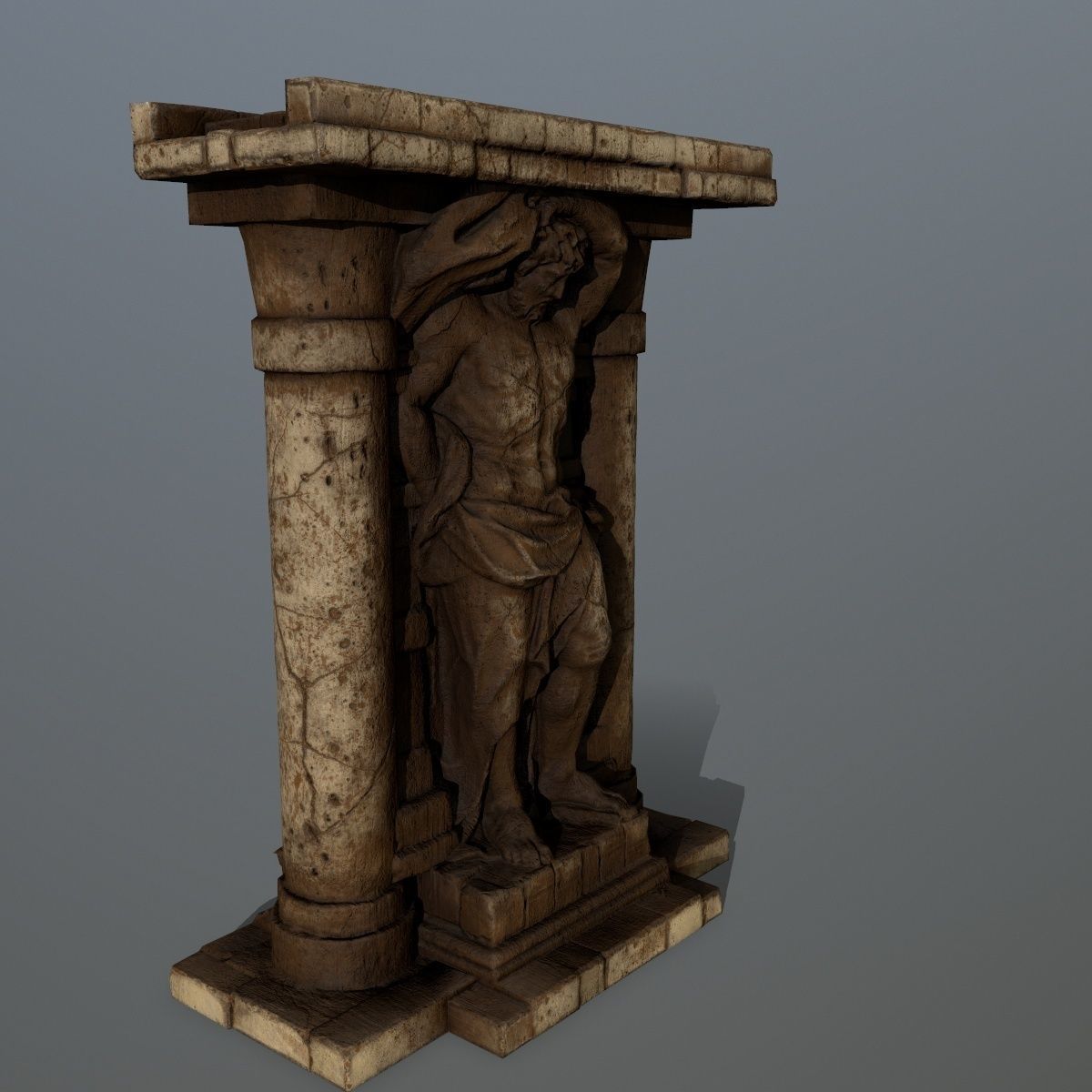 statue 2 column Low-poly 3D model_2