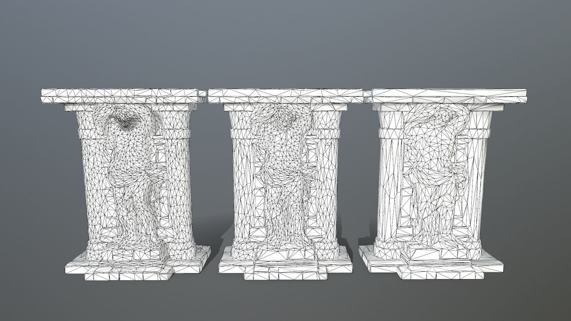 statue 2 column Low-poly 3D model_12