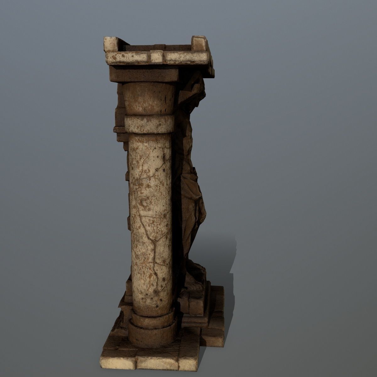 statue 2 column Low-poly 3D model_3