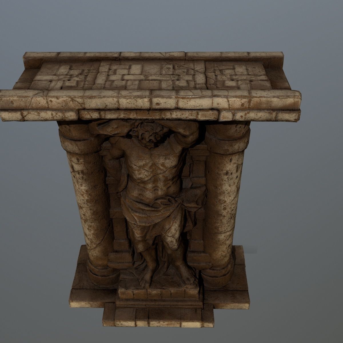 statue 2 column Low-poly 3D model_11