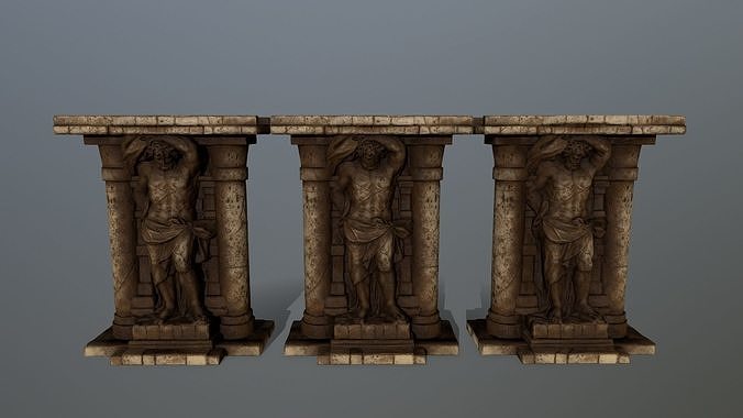 statue 2 column Low-poly 3D model