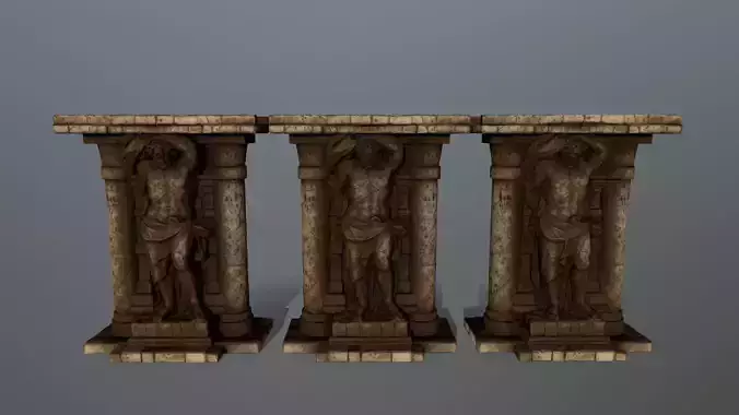statue 2 column Low-poly 3D model