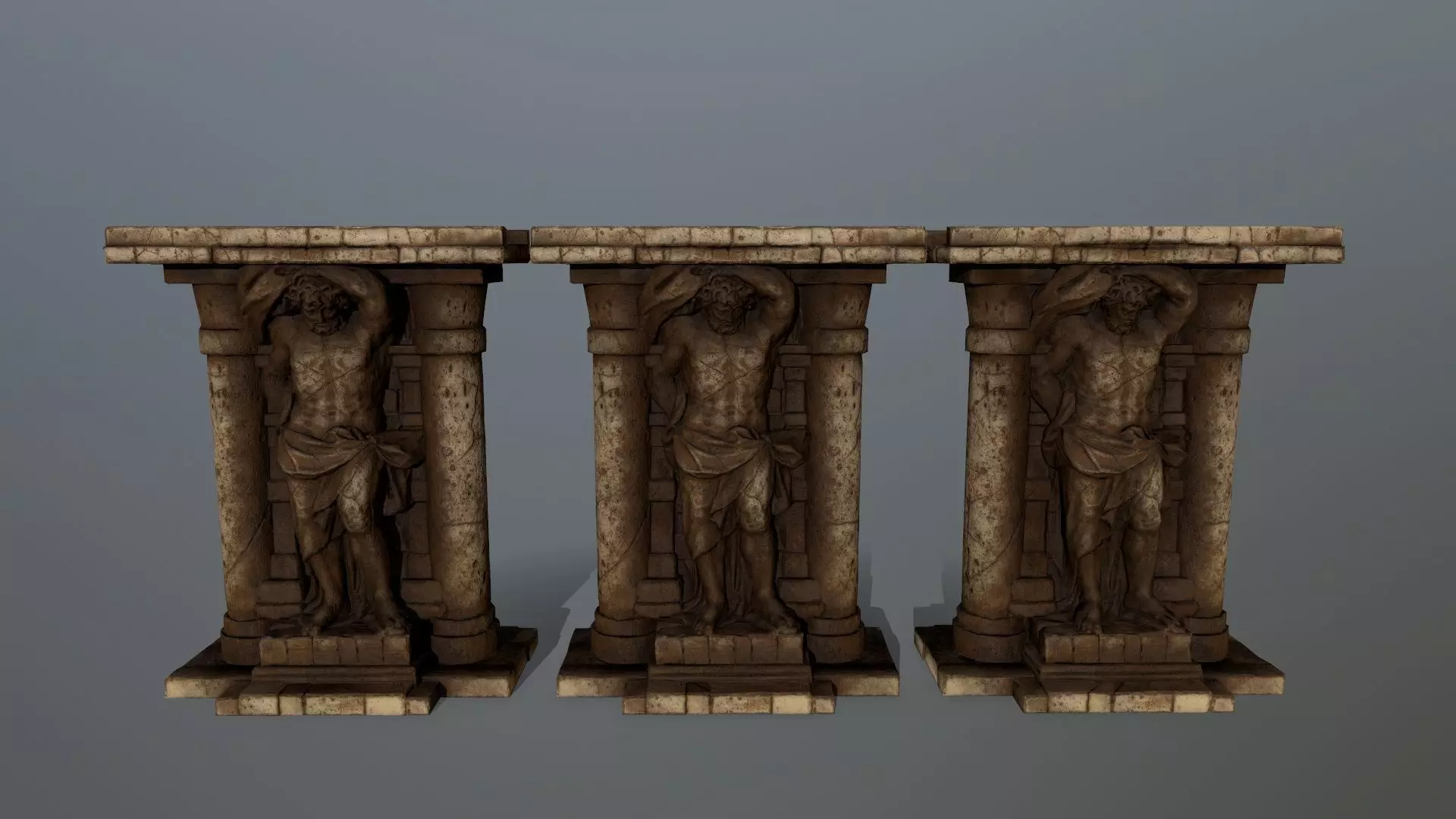 statue 2 column Low-poly 3D model_0