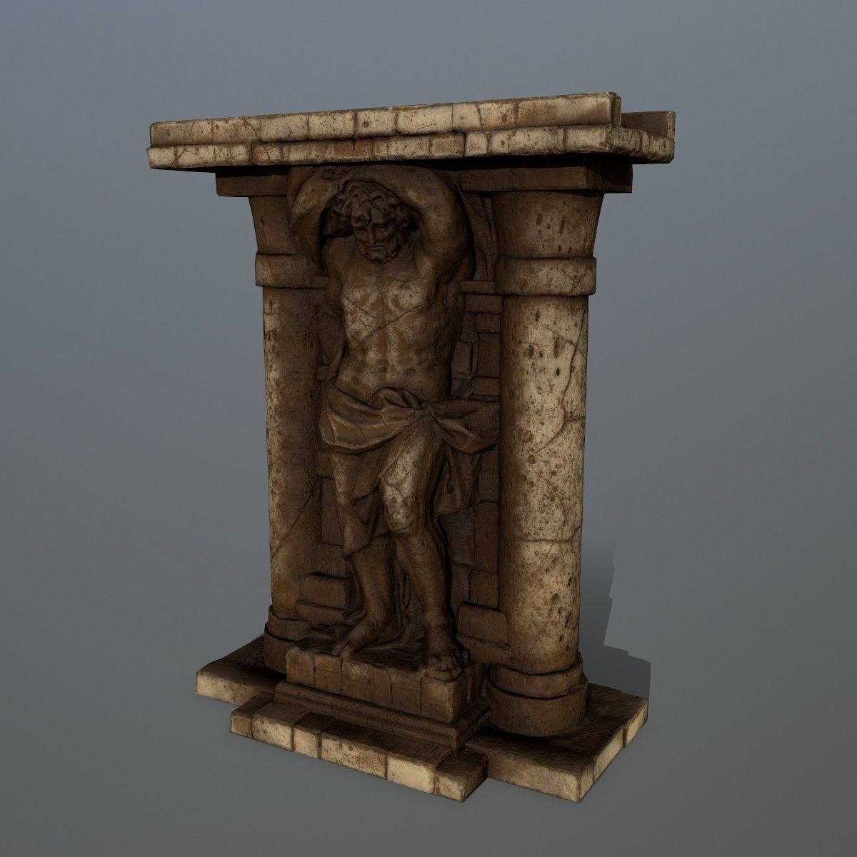 statue 2 column Low-poly 3D model_5