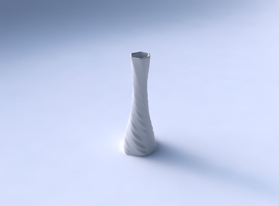 Vase twisted squeezed hexagon with relaxed large twists 3D print model_3