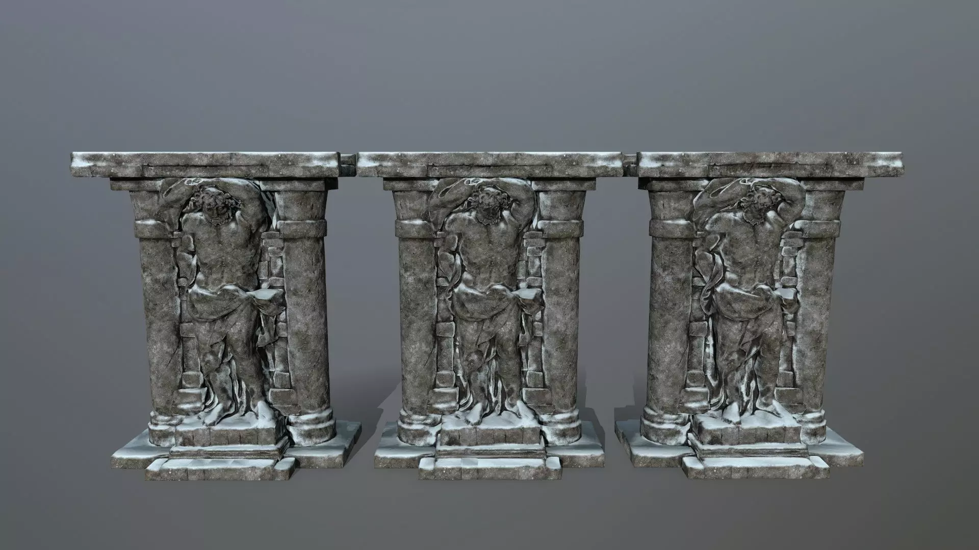 statue 2 column with Low-poly 3D model