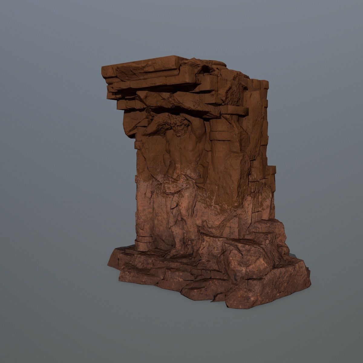 statue 2 stone Low-poly 3D model_9
