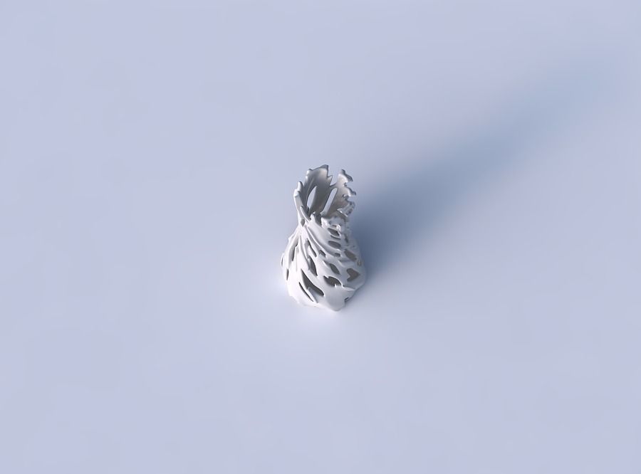 Vase twisted squeezed hexagon with smooth cuts and bulges 3D print model_2
