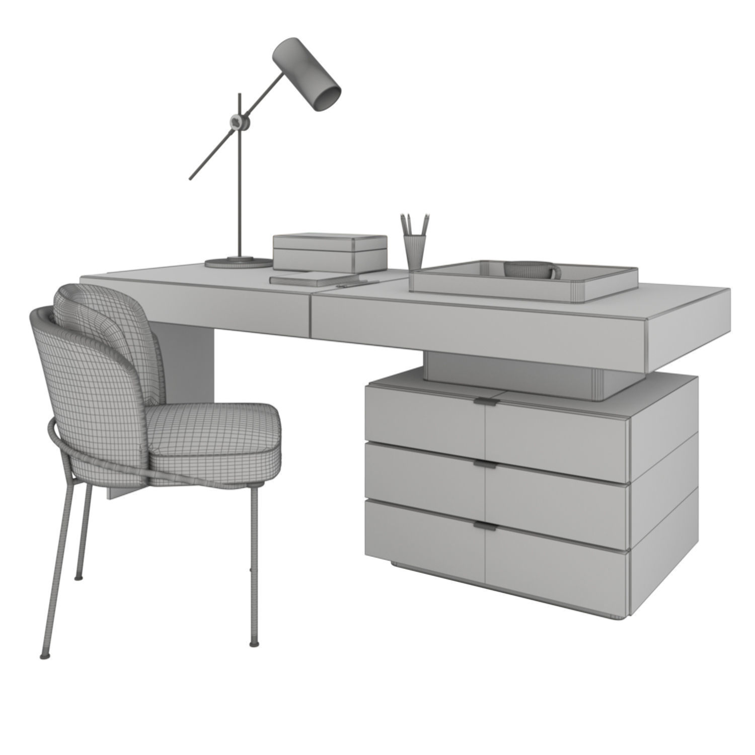 Minotti carson writing table 3D model_2