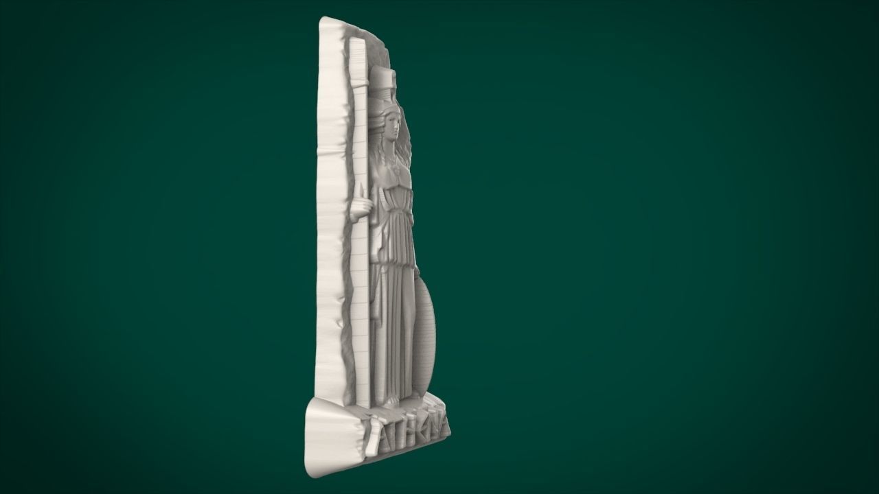 Athena bas relief 3D print model_1