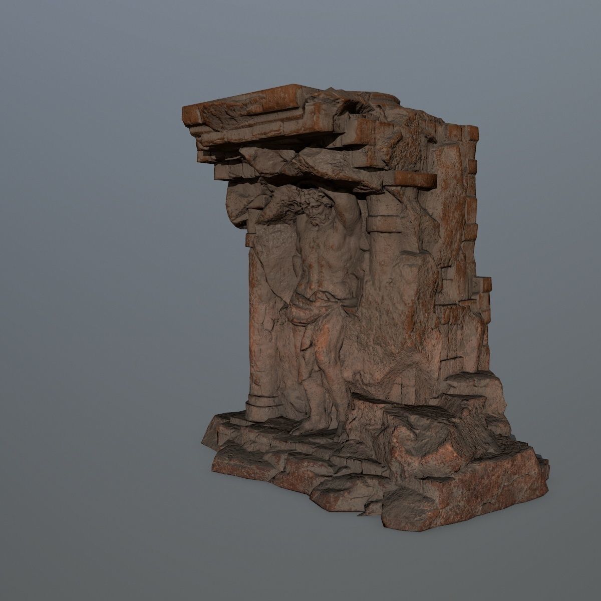 statue 2 stone structure Low-poly 3D model_8