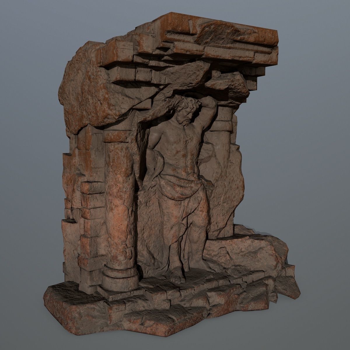 statue 2 stone structure Low-poly 3D model_2