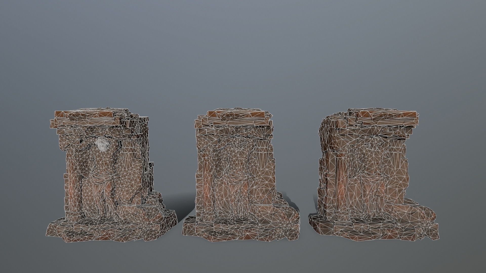statue 2 stone structure Low-poly 3D model_1