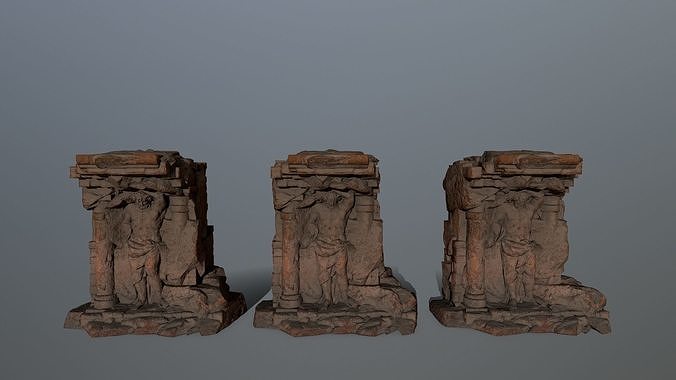 statue 2 stone structure Low-poly 3D model