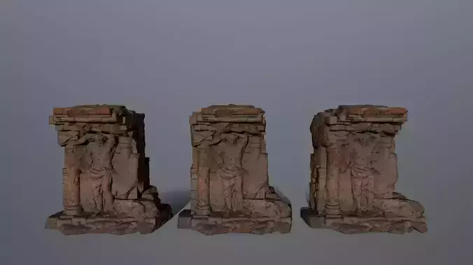 statue 2 stone structure Low-poly 3D model