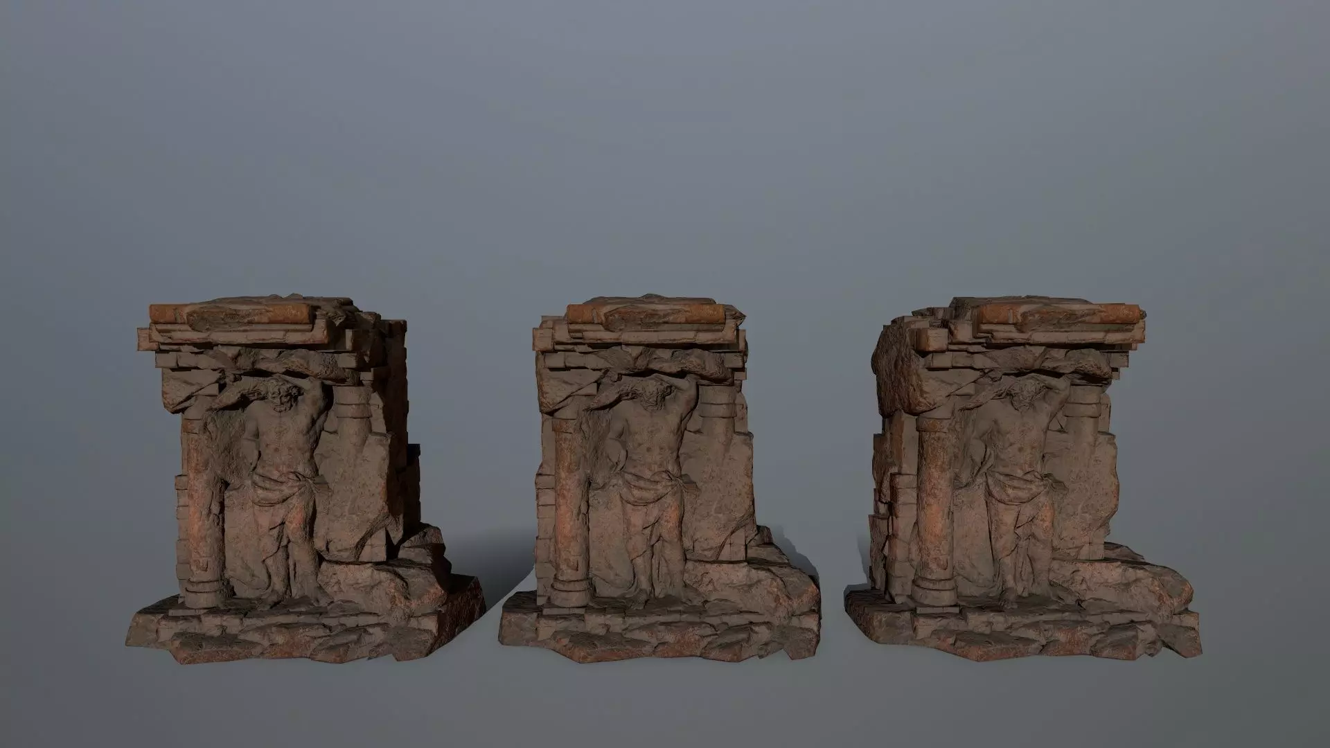statue 2 stone structure Low-poly 3D model_0