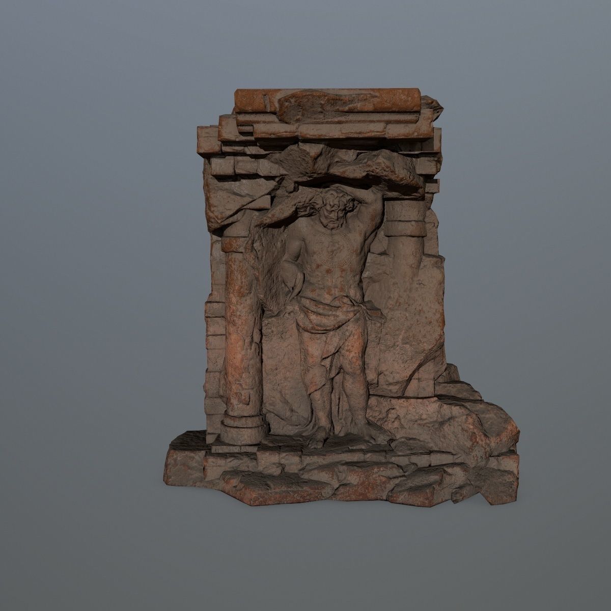 statue 2 stone structure Low-poly 3D model_9