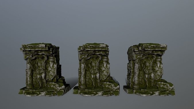 statue 2 stone structure Low-poly 3D model