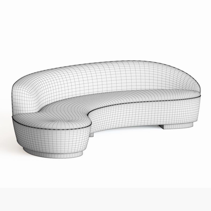 Freeform Curved Sofa With Arm Vladimir Kagan 3D model_3
