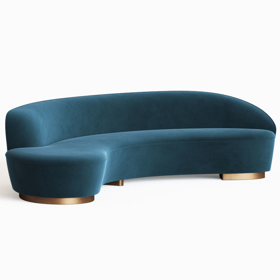 Freeform Curved Sofa With Arm Vladimir Kagan 3D model_2
