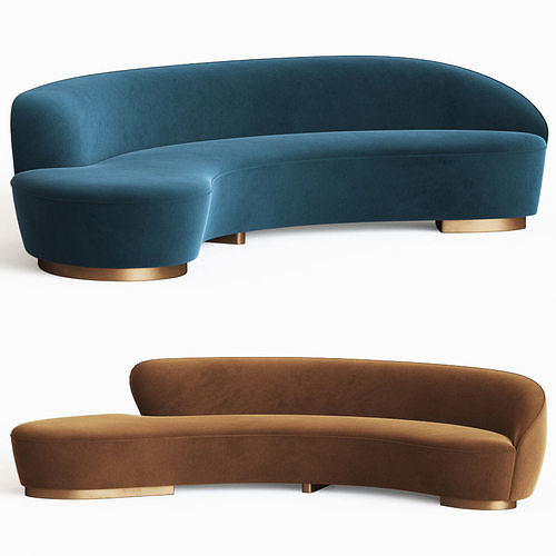Freeform Curved Sofa With Arm Vladimir Kagan 3D model