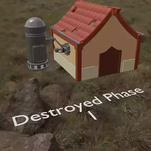LowPoly OldSchool House with Building and Destruction Phases
