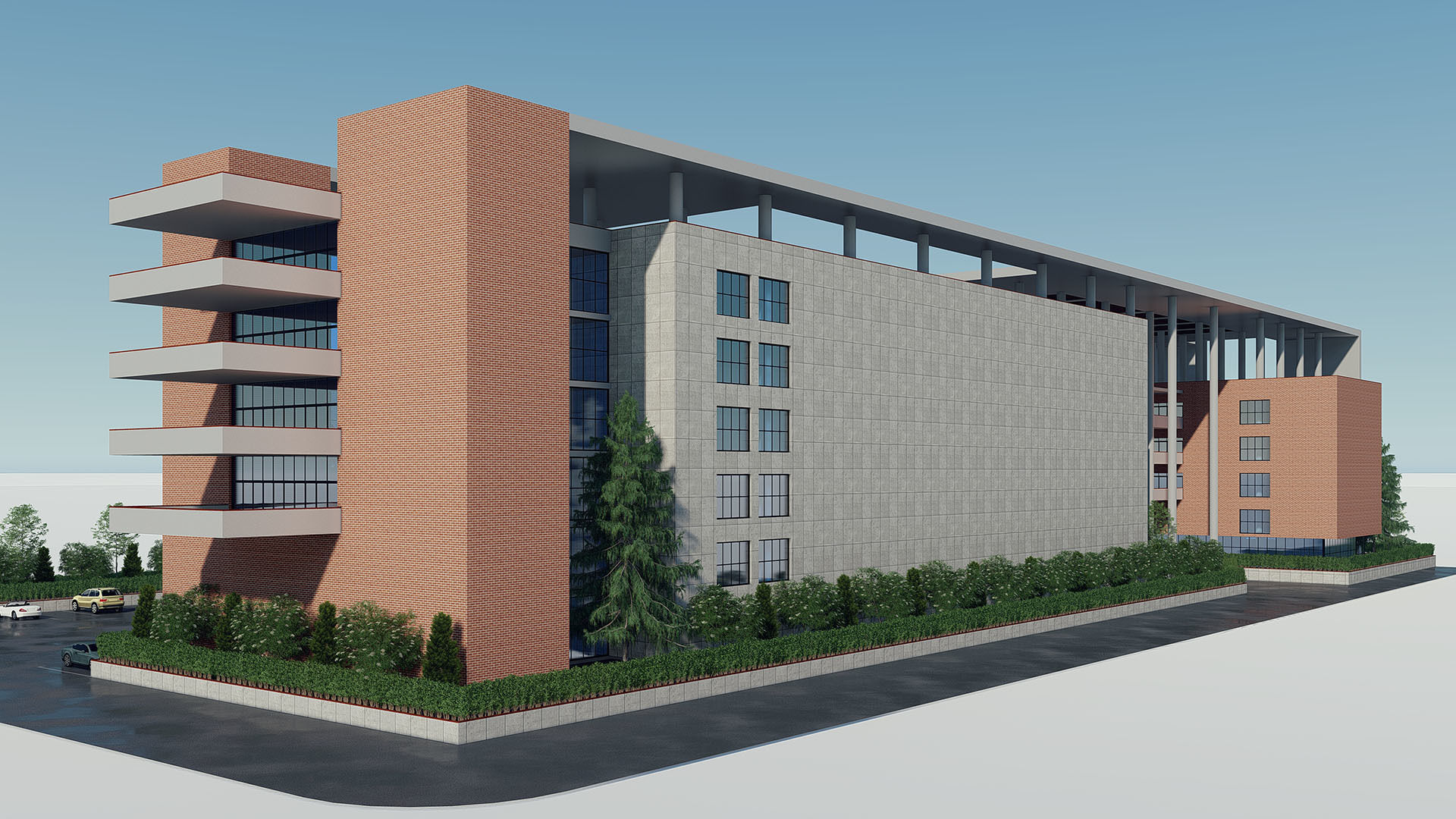Brick Building 1 3D model_2