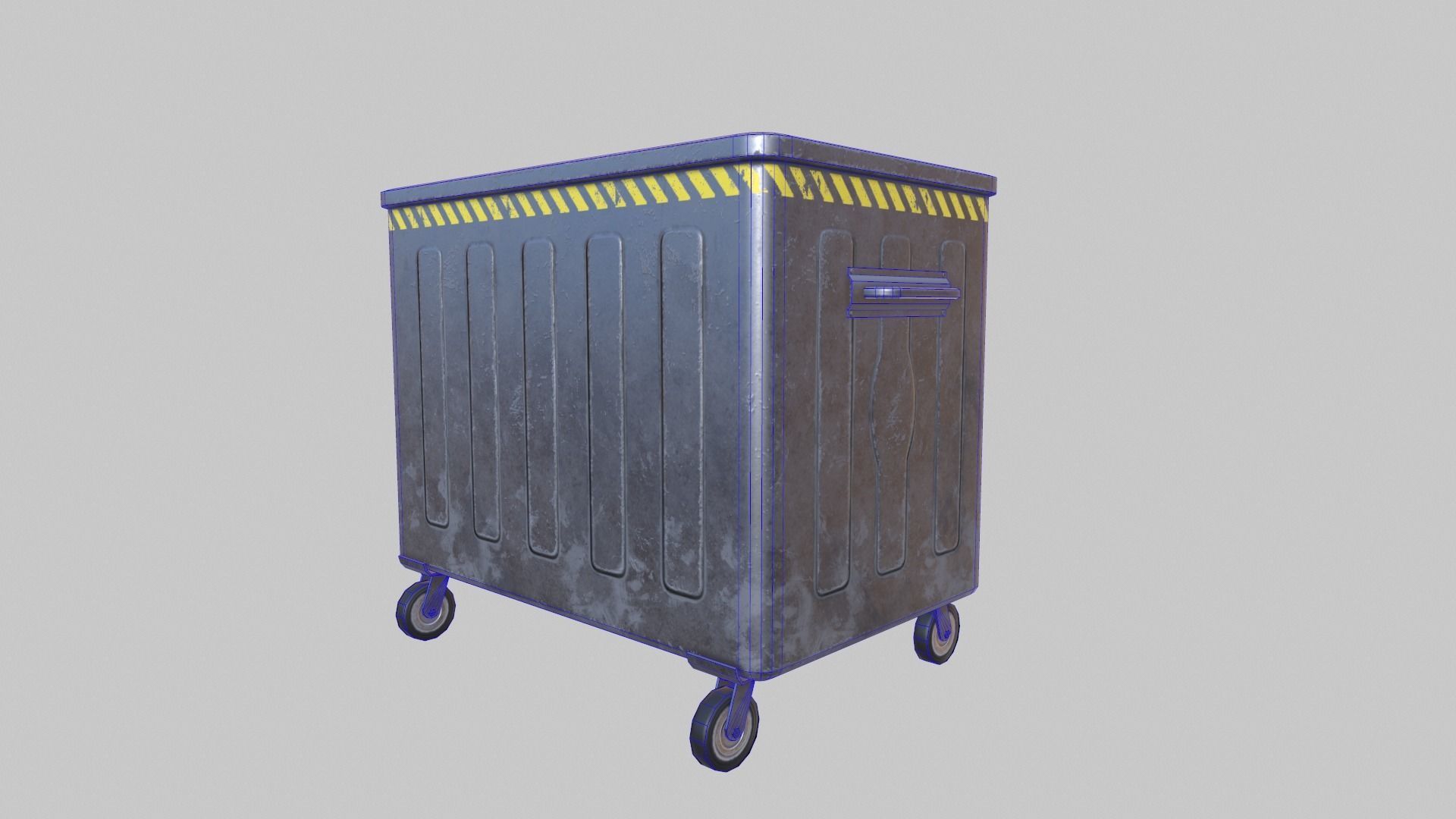 Dumpster trash can on wheels Low-poly 3D model_8