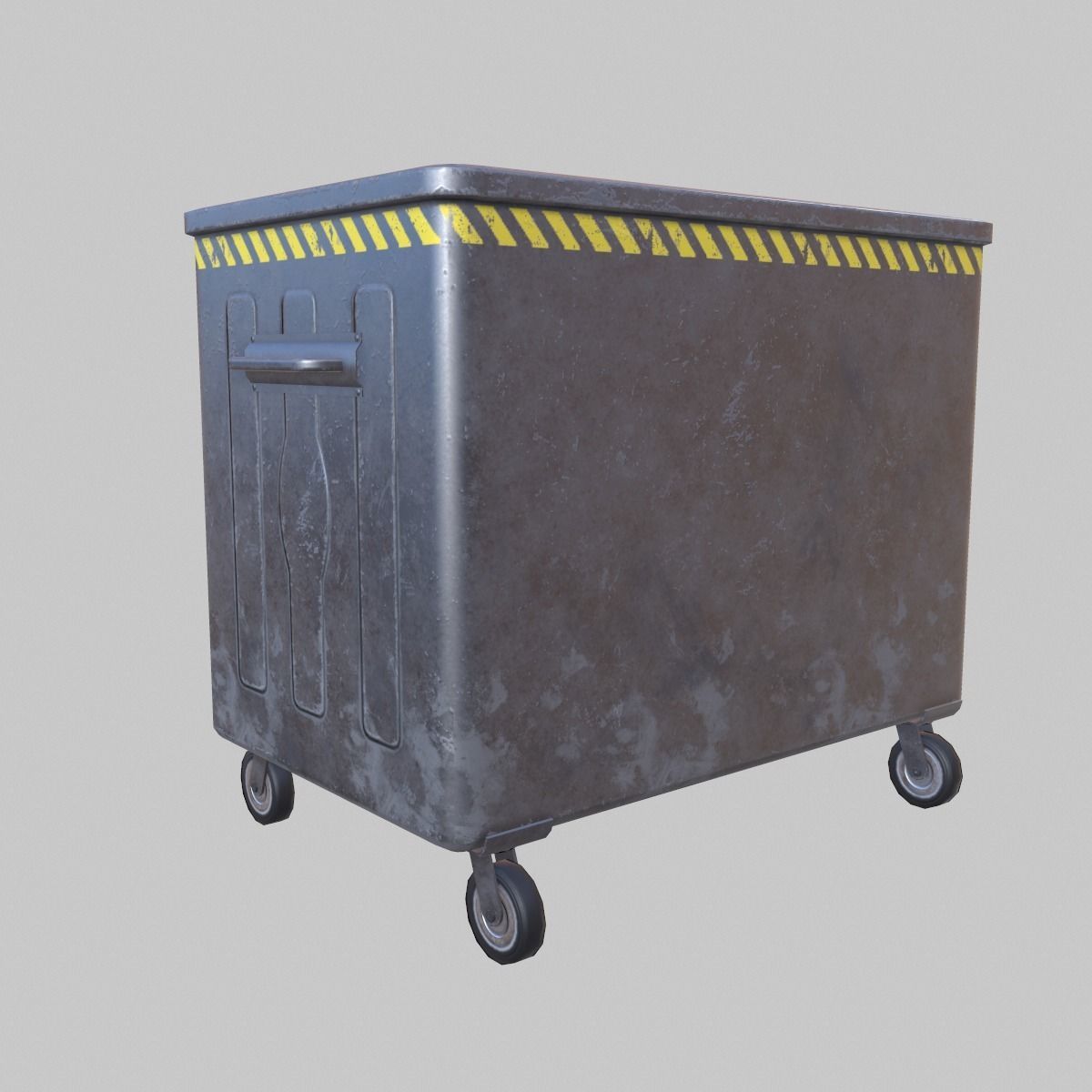 Dumpster trash can on wheels Low-poly 3D model_7