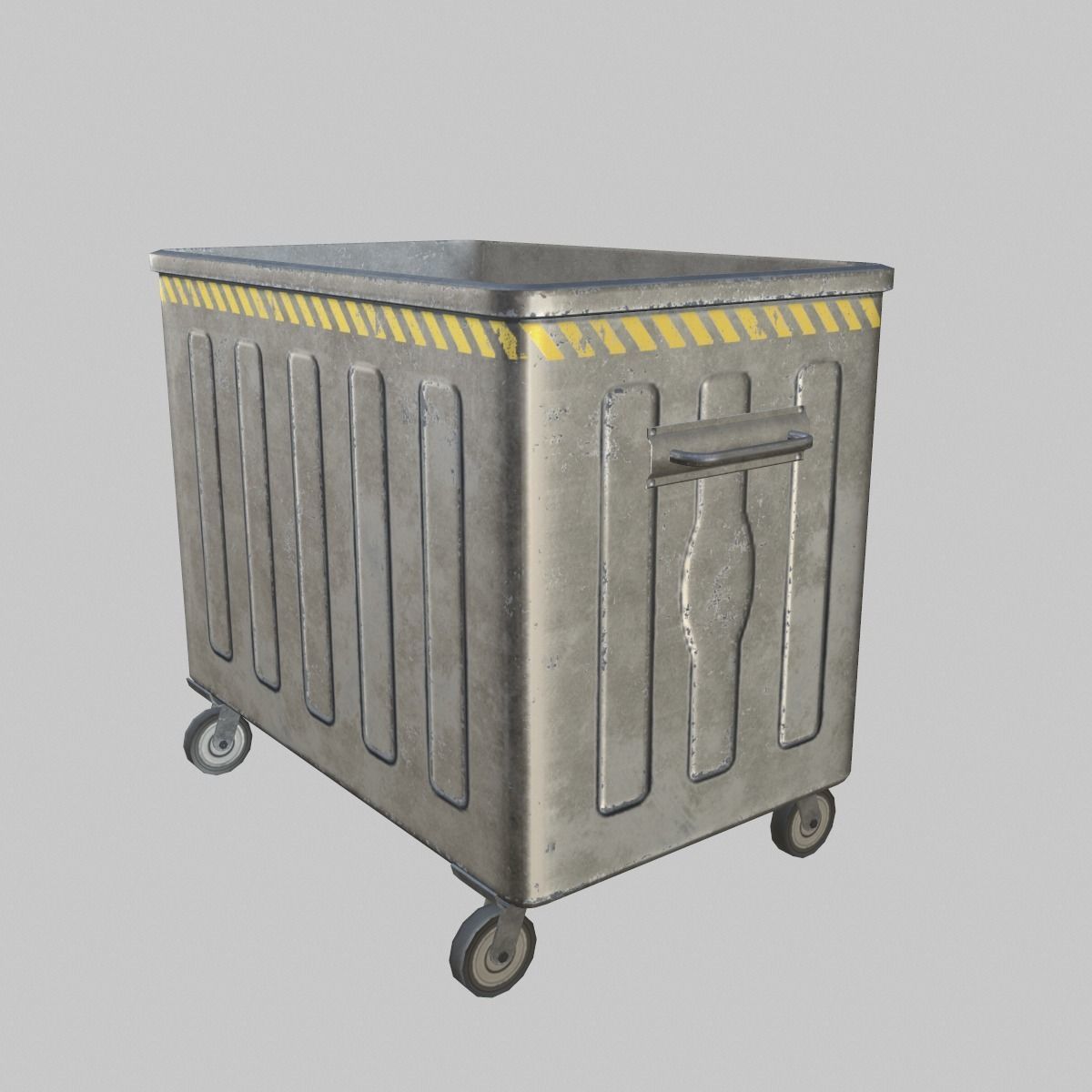 Dumpster trash can on wheels Low-poly 3D model_2