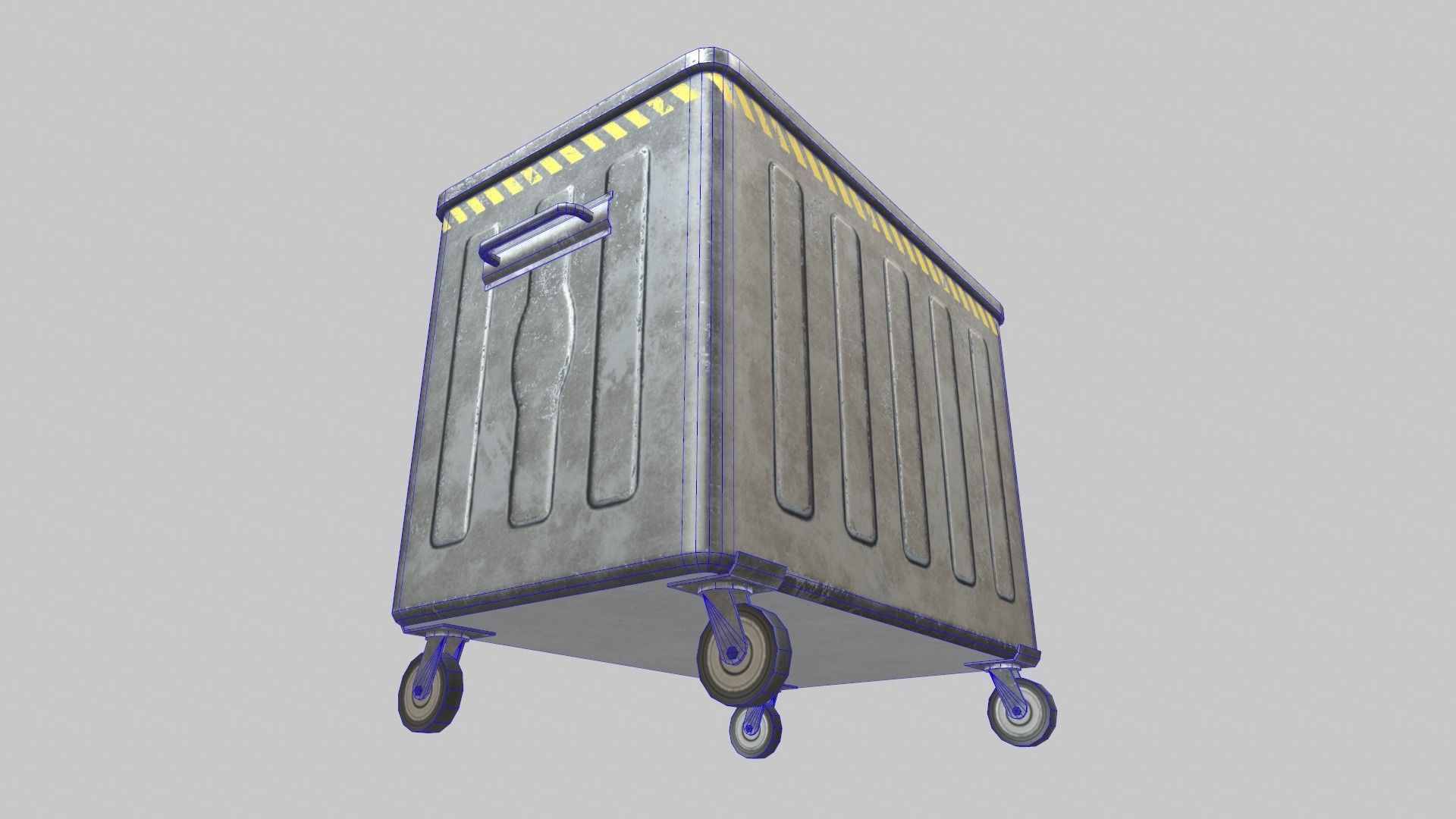 Dumpster trash can on wheels Low-poly 3D model_5