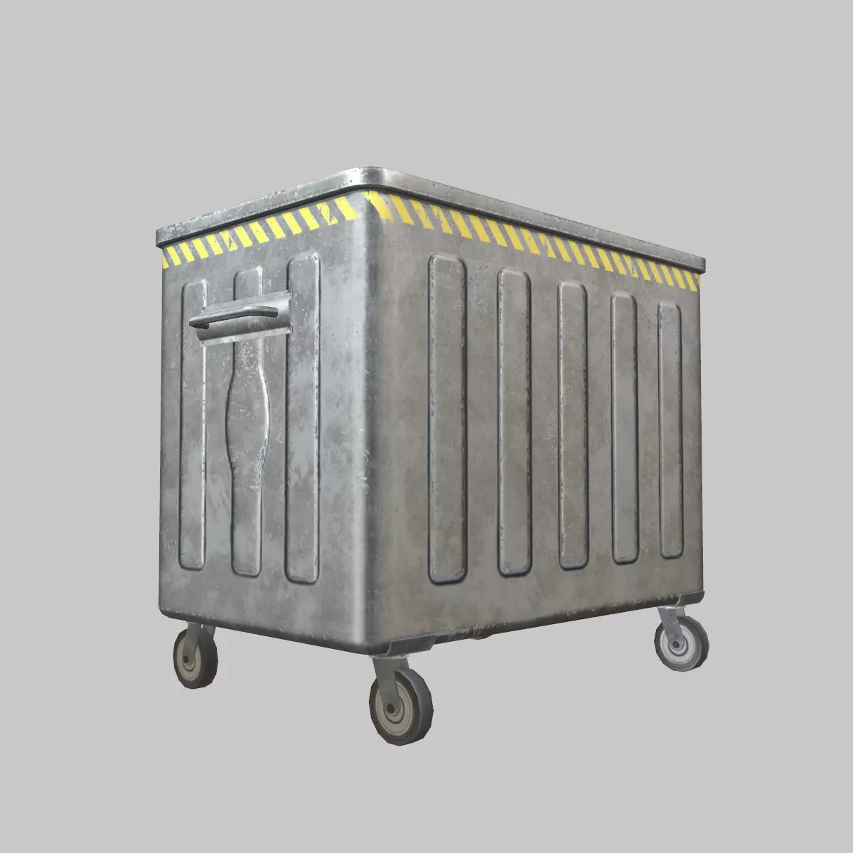 Dumpster trash can on wheels Low-poly 3D model_0