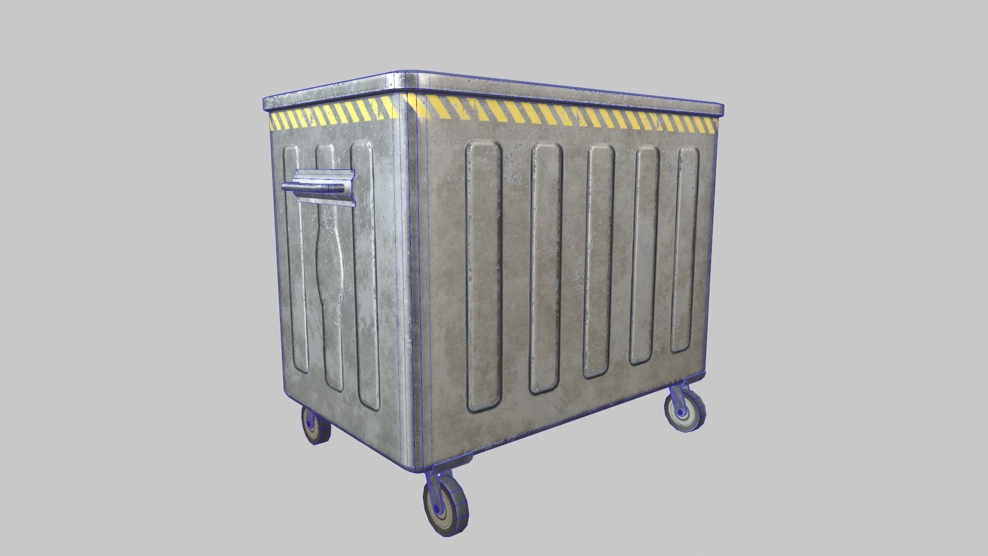 Dumpster trash can on wheels Low-poly 3D model_3