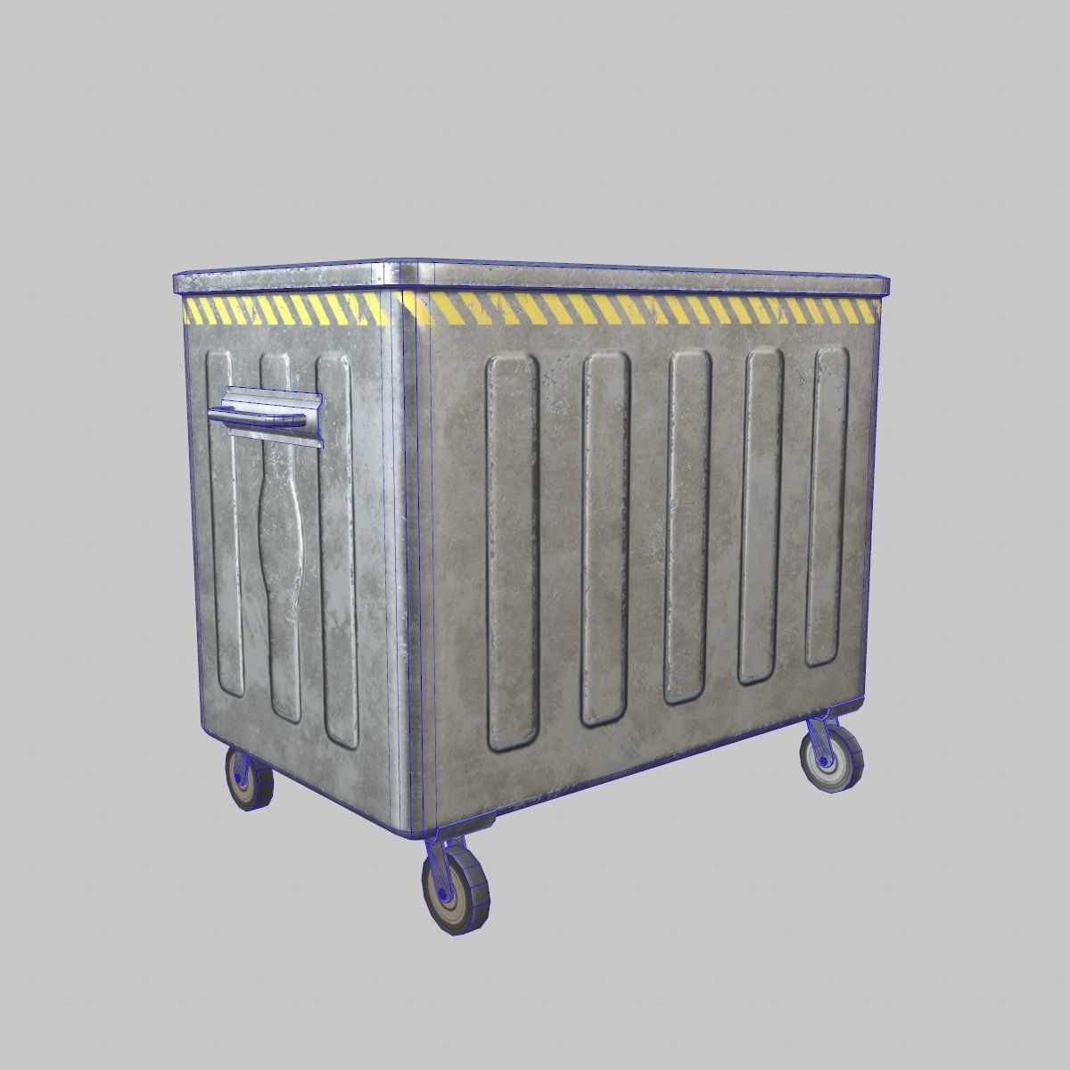 Dumpster trash can on wheels Low-poly 3D model_4