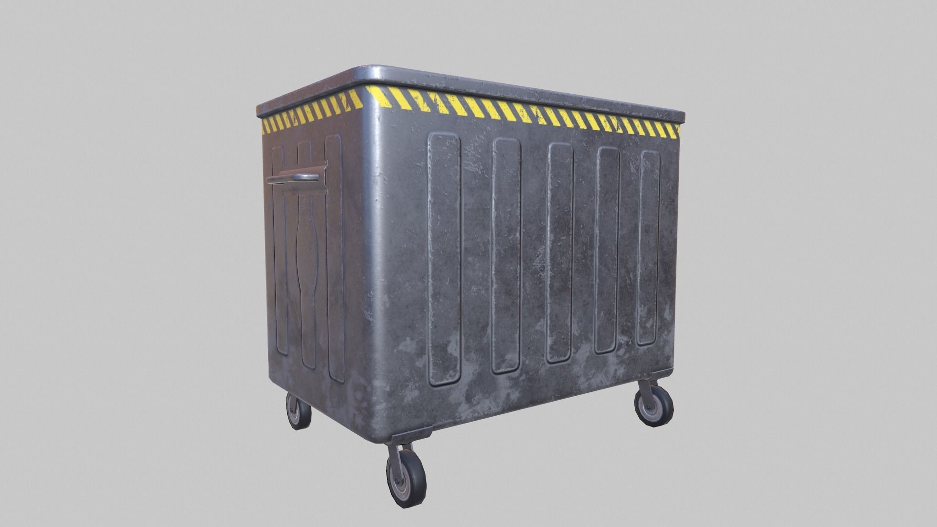 Dumpster trash can on wheels Low-poly 3D model_10