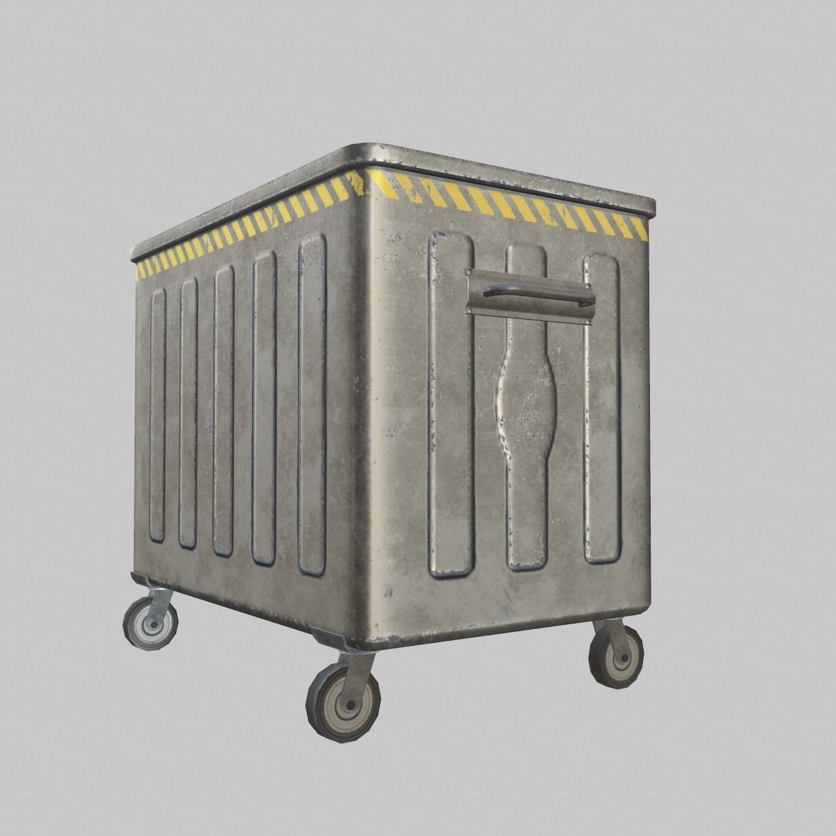Dumpster trash can on wheels Low-poly 3D model_1