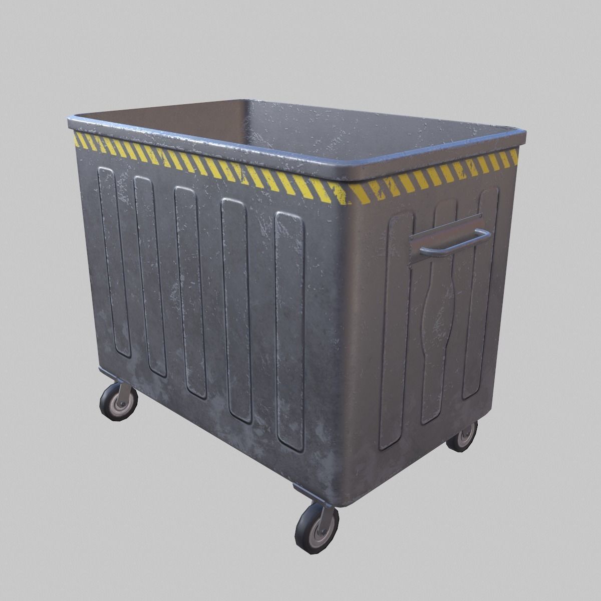 Dumpster trash can on wheels Low-poly 3D model_6