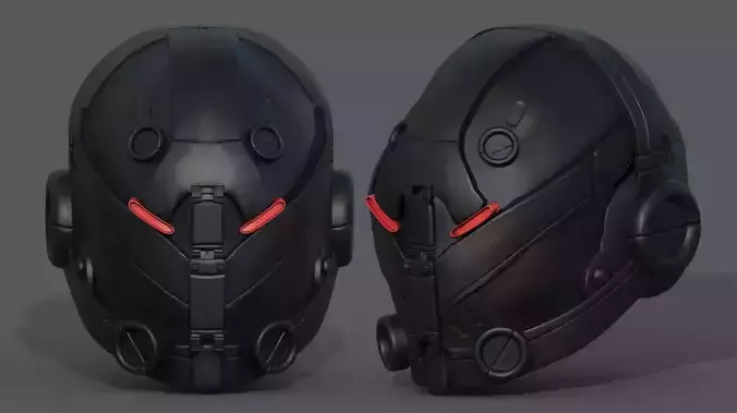 Helmet military Scifi futuristic technology  Low-poly 3D model