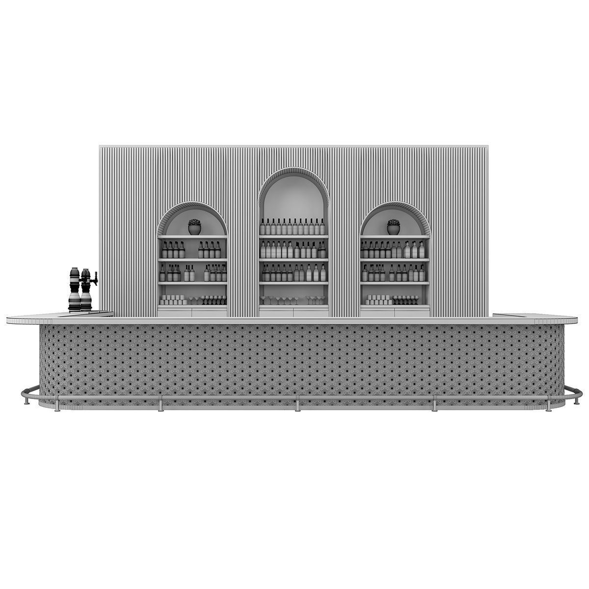 Restaurant Bar Set 03 with Black Ceramic tiles 3D model_7