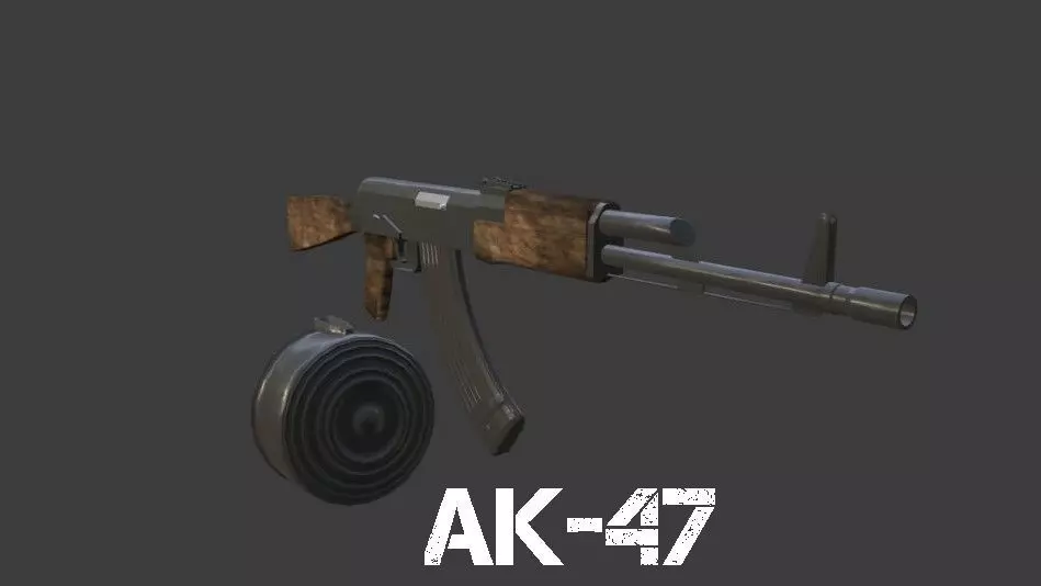 AK-47 ak - rifle Low-poly 3D model_0