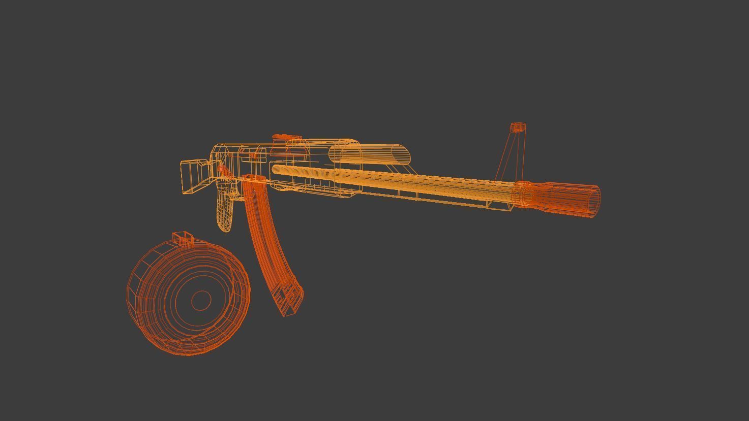 AK-47 ak - rifle Low-poly 3D model_9