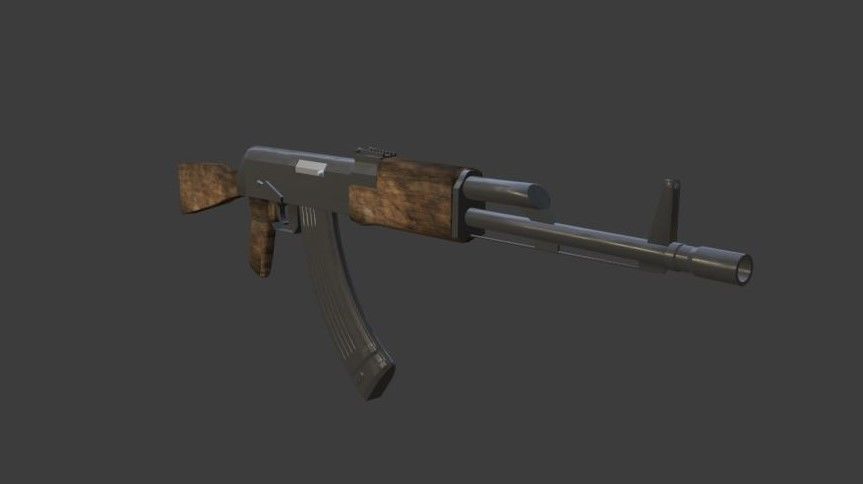 AK-47 ak - rifle Low-poly 3D model_1