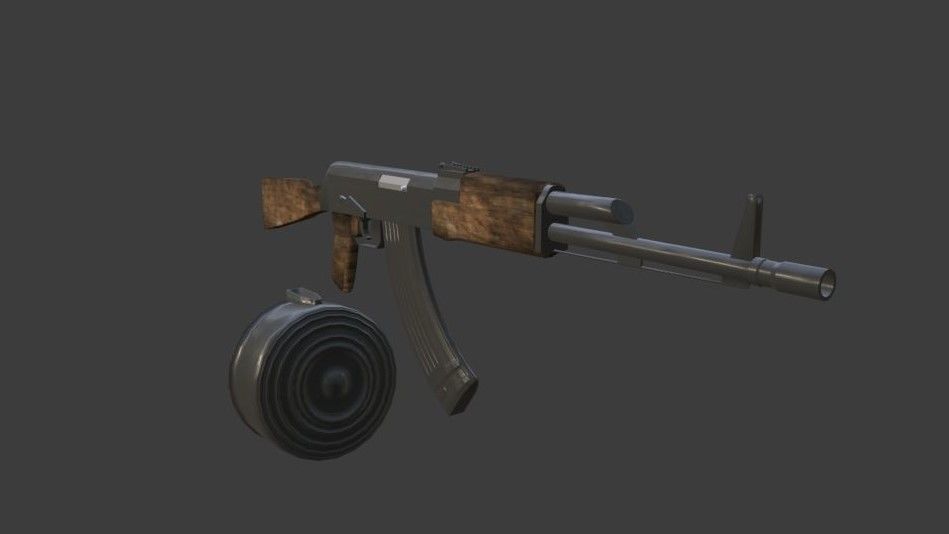 AK-47 ak - rifle Low-poly 3D model_3