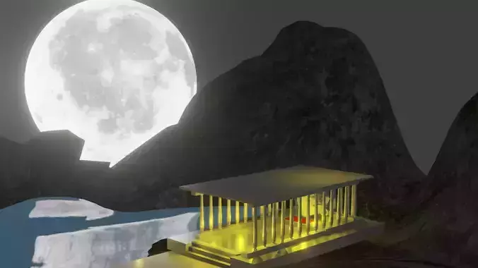 a Game temple scene 3D model