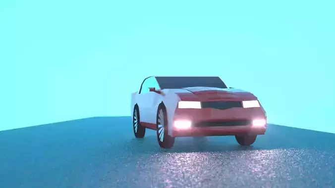 Low Poly Car driving on road