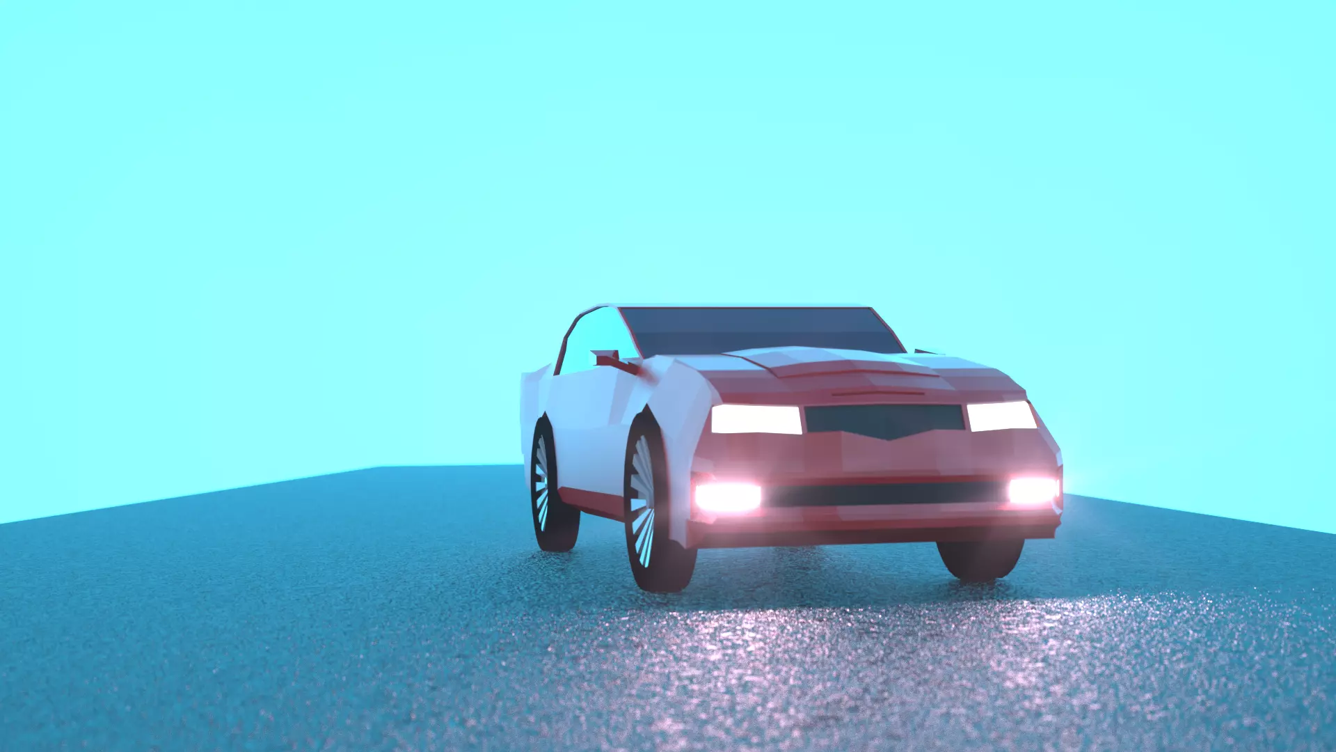 Low Poly Car driving on road Free low-poly 3D model