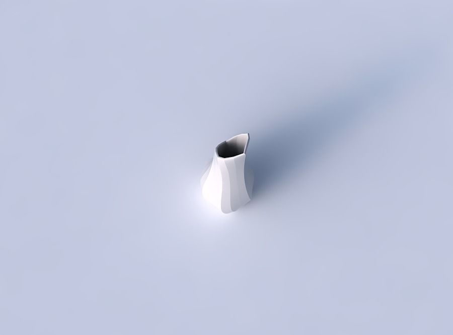 Vase twisted top bent hexagon 2 with bands 3D print model_2