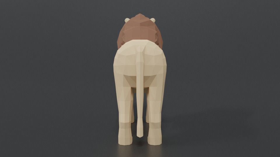 Low Poly Cartoon Male Lion Low-poly 3D model_3
