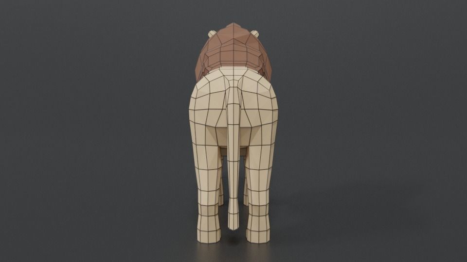 Low Poly Cartoon Male Lion Low-poly 3D model_12