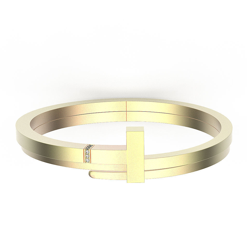 Bracelet T symbol 3D print model_1